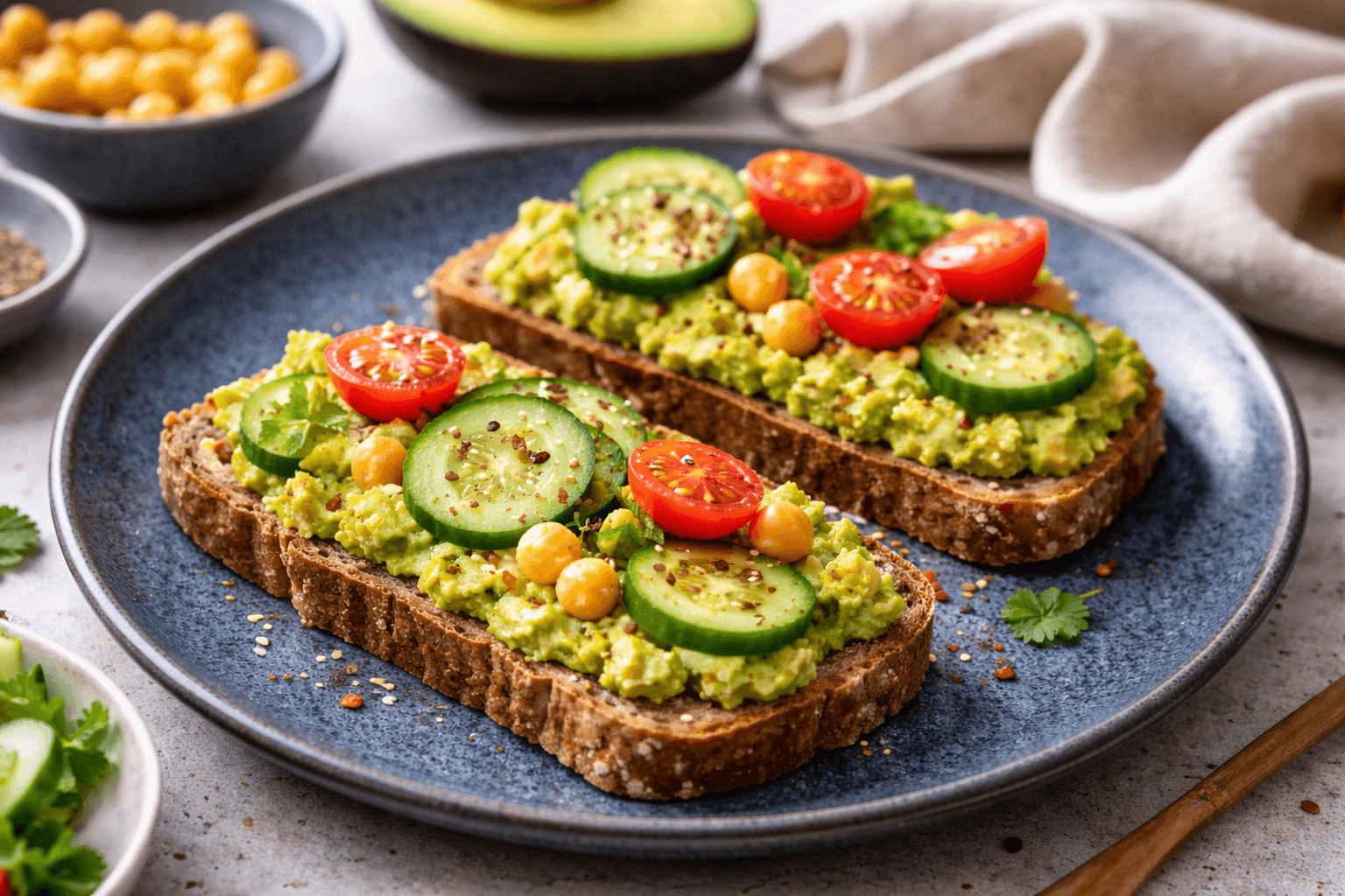Avocado-Toast mit Kichererbsenaufstrich Veganspired